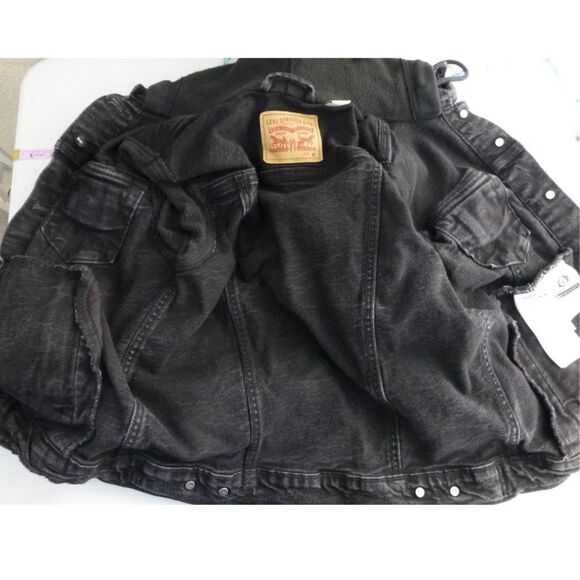 Levis' Black Denim Hybrid Hoodie Trucker Jacket - Picture 6 of 12